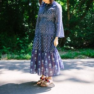 Doen Blue blockprint dress M